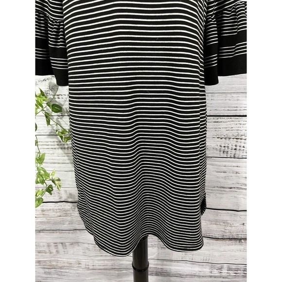 Max Studio Dress size Small Black White Striped Stretch Jersey Ruffle Sleeves - Picture 7 of 12